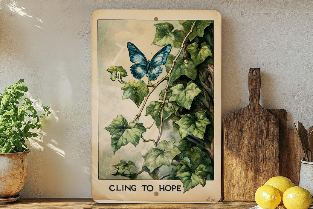 a painting of a blue butterfly sitting on a branch