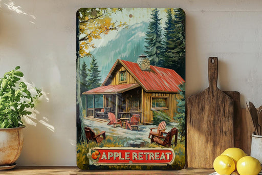a painting of a cabin in the woods