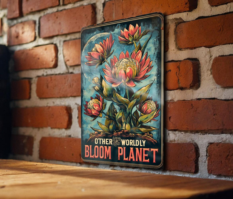 a picture of a flower on a brick wall