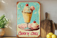 a painting of an ice cream sundae on a table