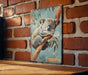 a painting of a koala bear on a brick wall