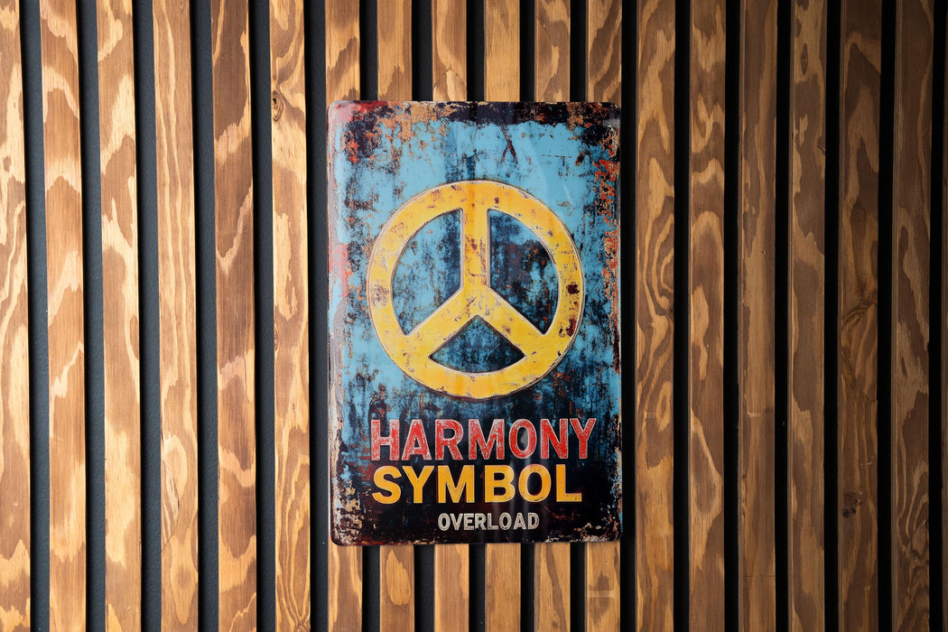 a sign on a wall that says harmony symbol overload