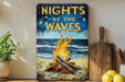 a sign that says nights by the waves next to some lemons