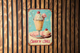 a picture of a sign on a wooden wall