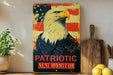 a painting of a bald eagle on a shelf