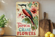 a painting of a bird sitting on top of a shelf