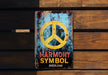 a sign on a wooden wall that says harmony symbol overload