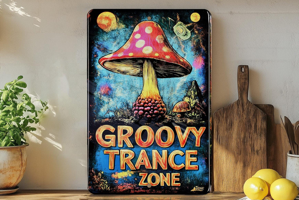a painting of a mushroom on a shelf