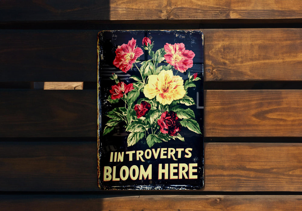 a sign on a wooden bench that says in provets bloom here