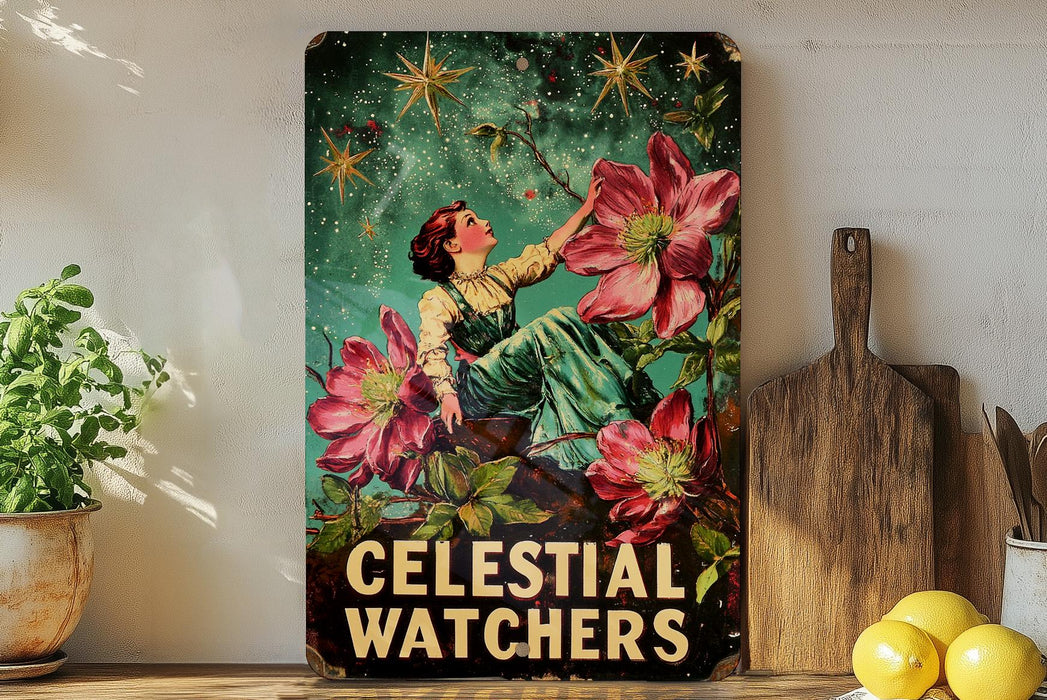 a painting of a woman with flowers on a shelf