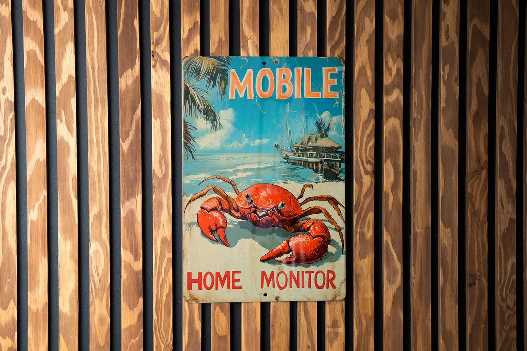 a picture of a crab on a wooden wall