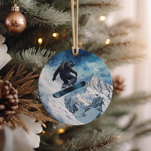 a christmas ornament hanging from a christmas tree