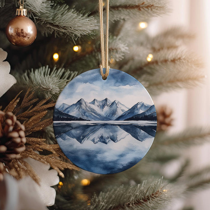 a christmas ornament hanging from a christmas tree