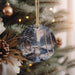 a christmas ornament hanging from a christmas tree