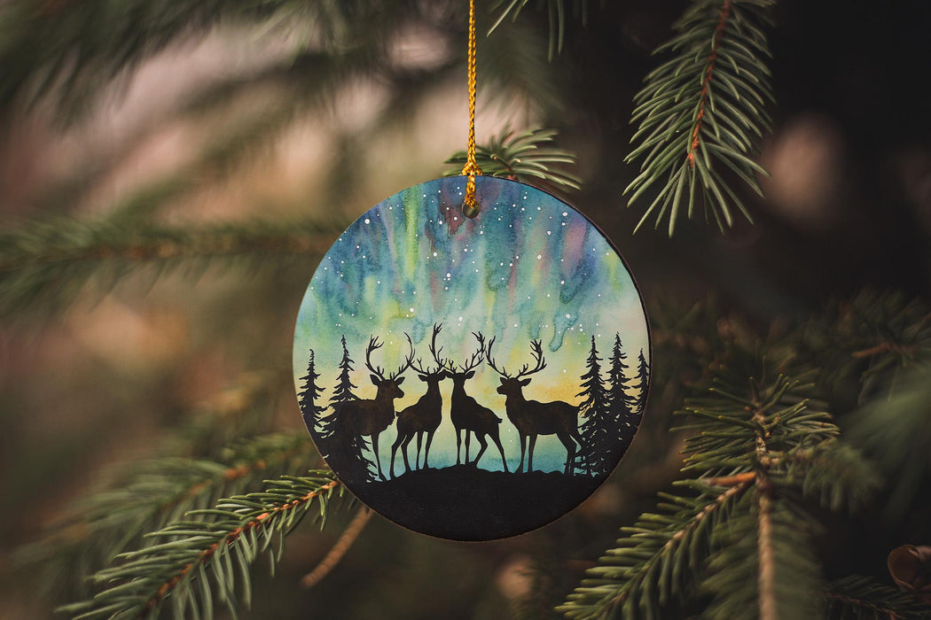 a christmas ornament hanging from a christmas tree