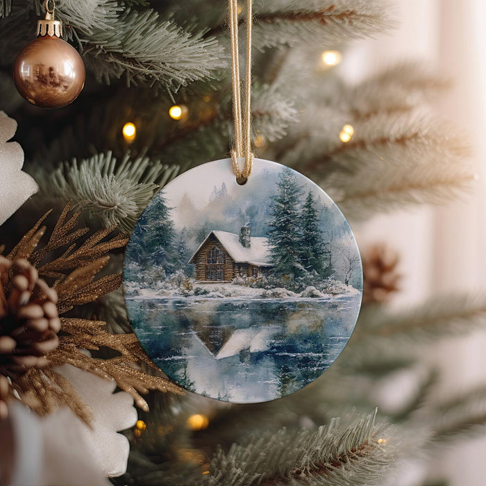 a christmas ornament hanging from a christmas tree