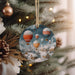 a christmas ornament hanging from a christmas tree