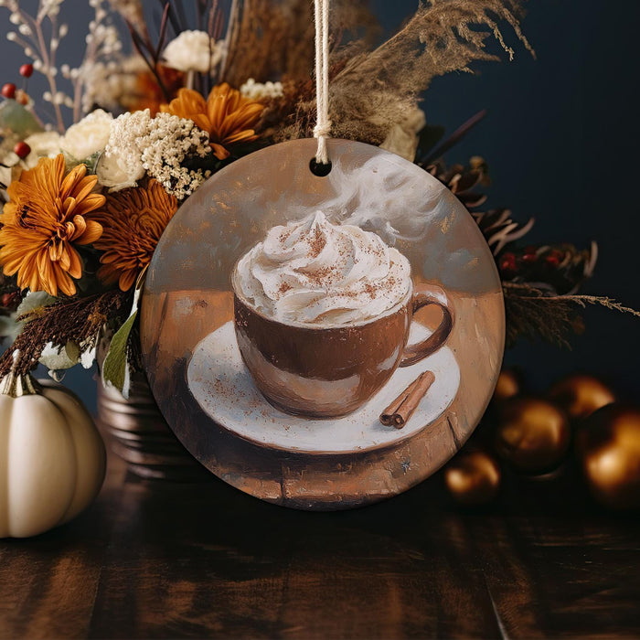 a cup of hot chocolate with whipped cream on a plate