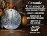 a ceramic ornament with a snowy forest scene