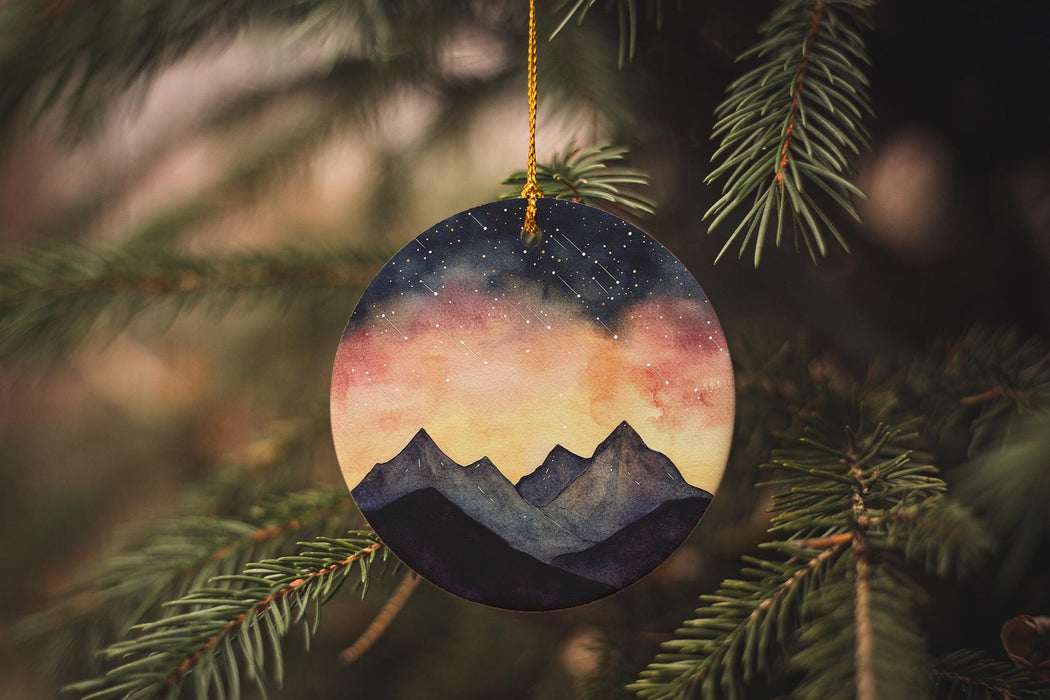 a christmas ornament hanging from a tree