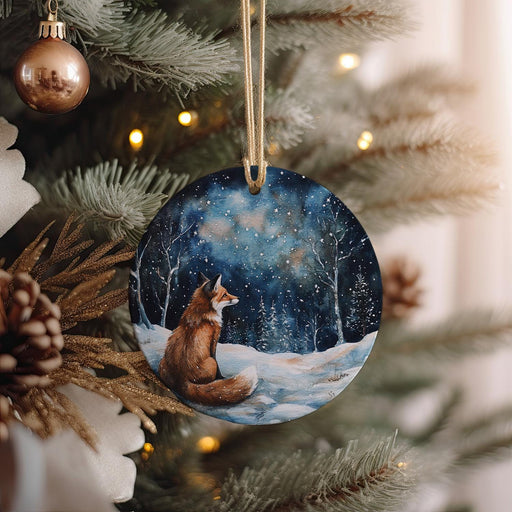 a christmas ornament hanging from a christmas tree