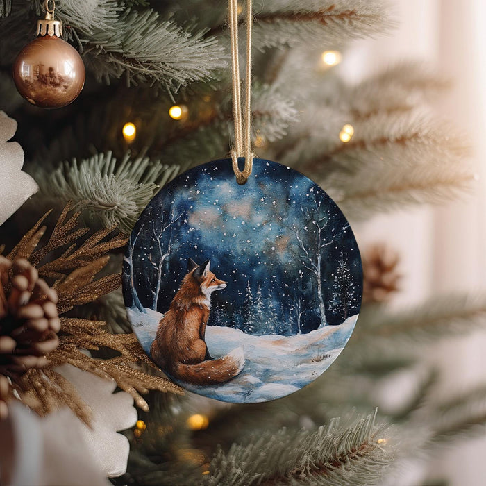a christmas ornament hanging from a christmas tree