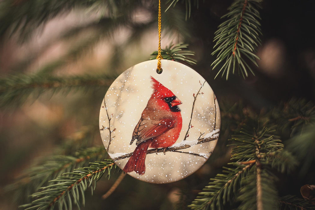 a christmas ornament hanging from a tree