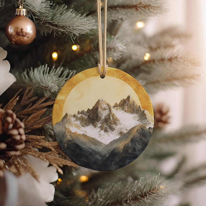 a christmas ornament hanging from a christmas tree