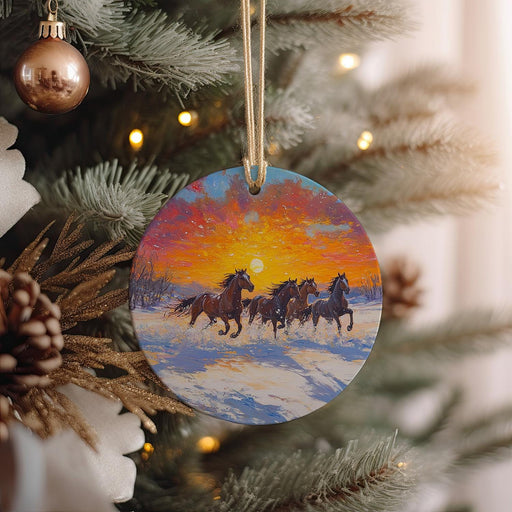 a christmas ornament hanging from a christmas tree