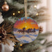 a christmas ornament hanging from a christmas tree