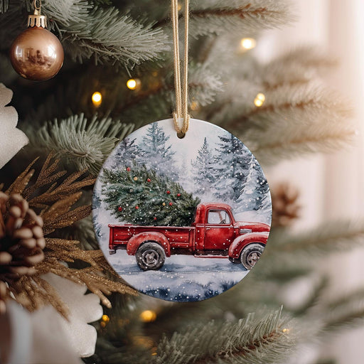 a christmas ornament hanging from a christmas tree