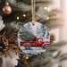 a christmas ornament hanging from a christmas tree