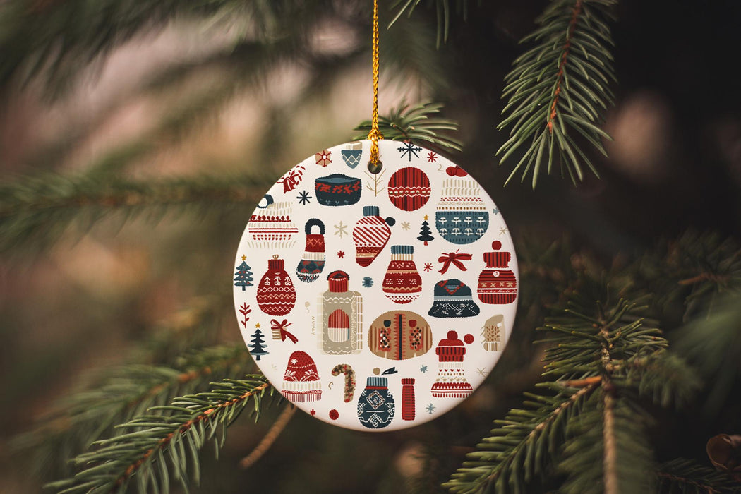 a christmas ornament hanging from a christmas tree
