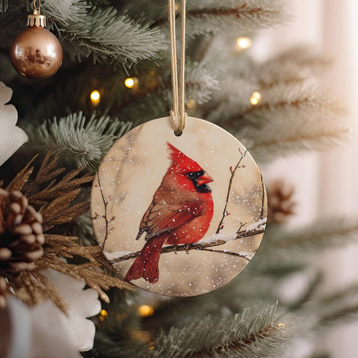 a christmas ornament hanging from a christmas tree