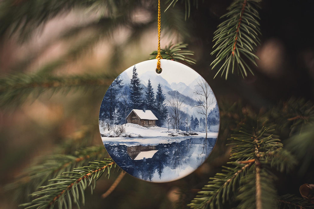 a christmas ornament hanging from a christmas tree
