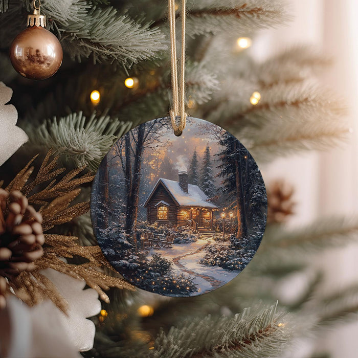 a christmas ornament hanging from a christmas tree