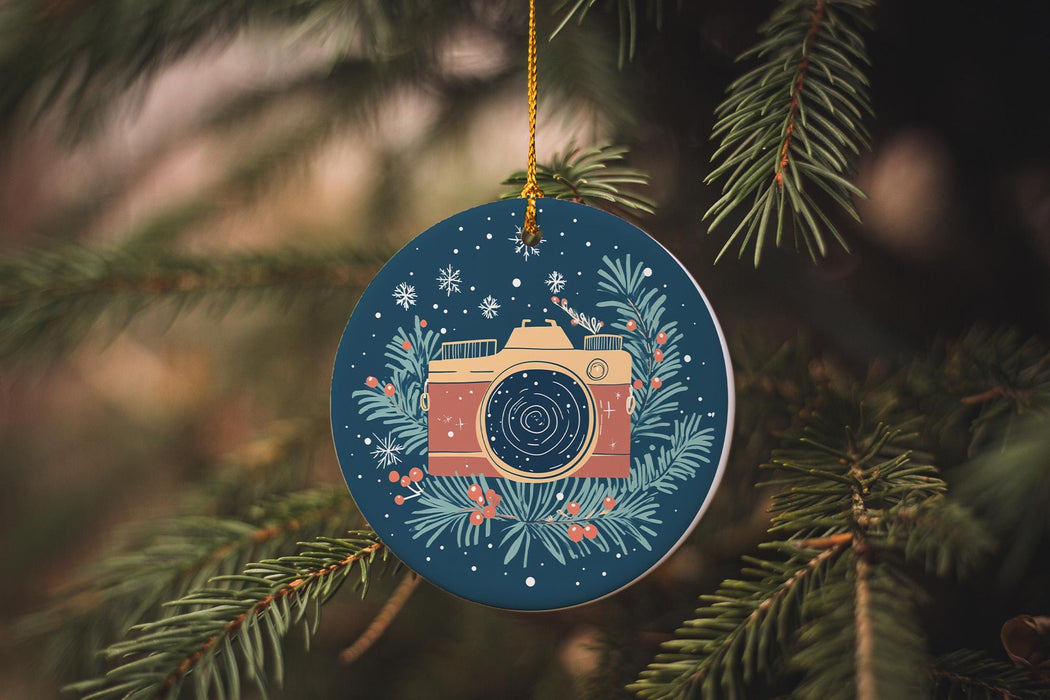 a christmas ornament hanging from a tree