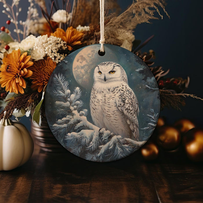 an ornament with a picture of an owl on it