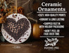 a ceramic ornament with coffee beans in the shape of a heart