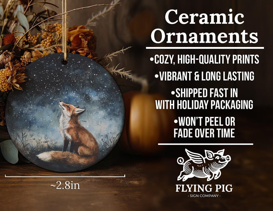 a ceramic ornament with a fox on it