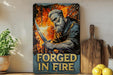a painting of a man working on a fire