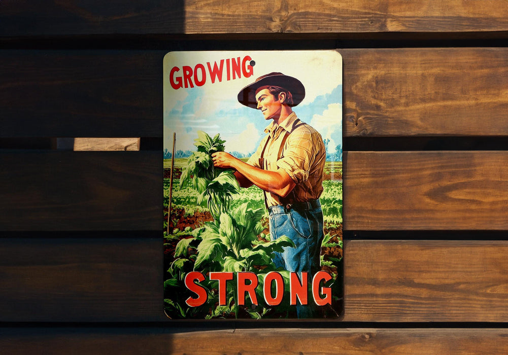 a picture of a man in a cowboy hat holding a plant