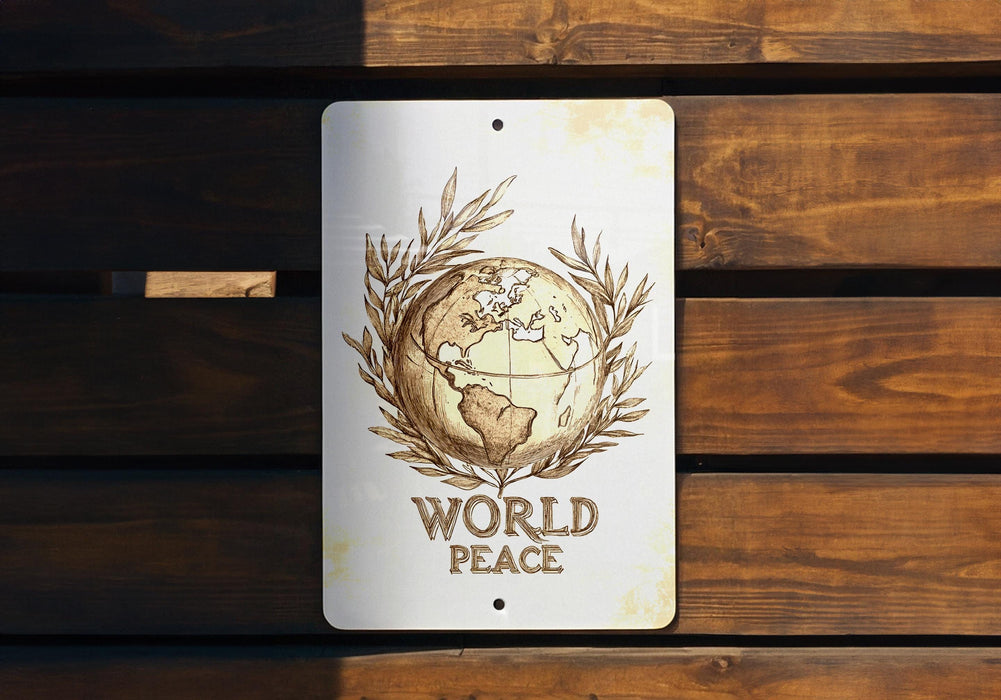 a sign that says world peace on it