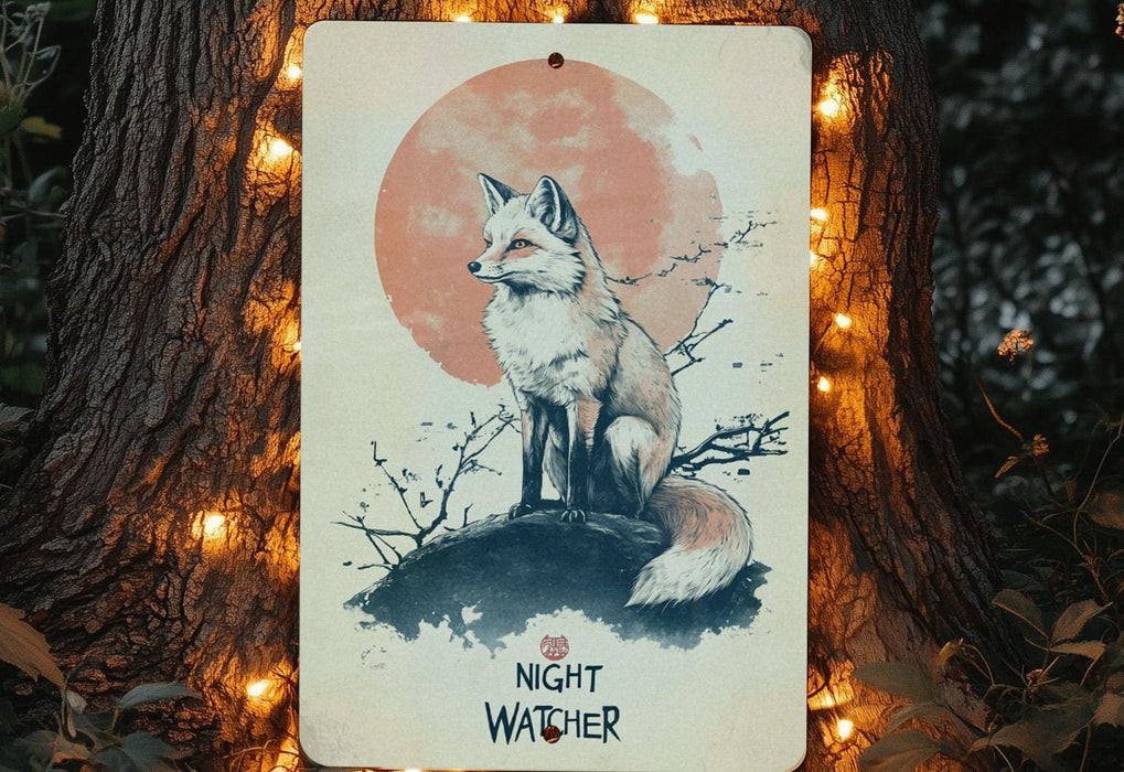 a picture of a fox sitting on top of a tree