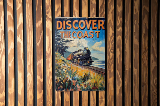 a book on a wooden wall with a train on it