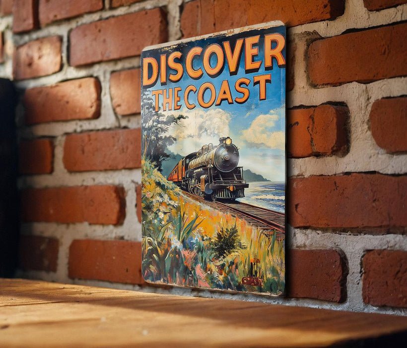 a picture of a train on a brick wall