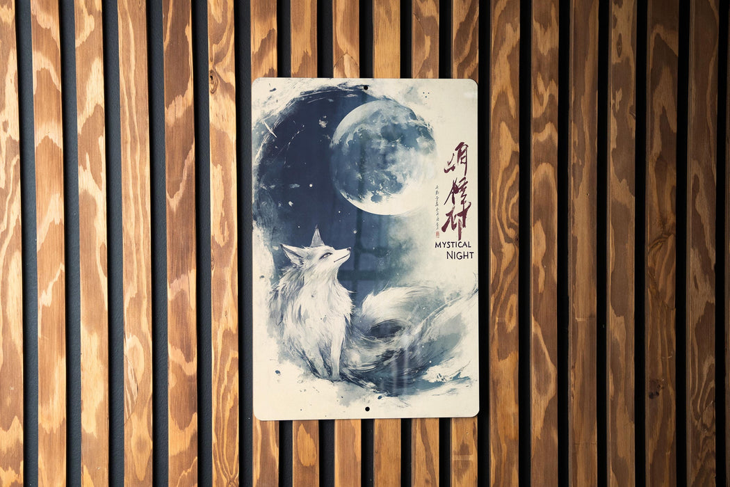a picture of a wolf on a wooden wall