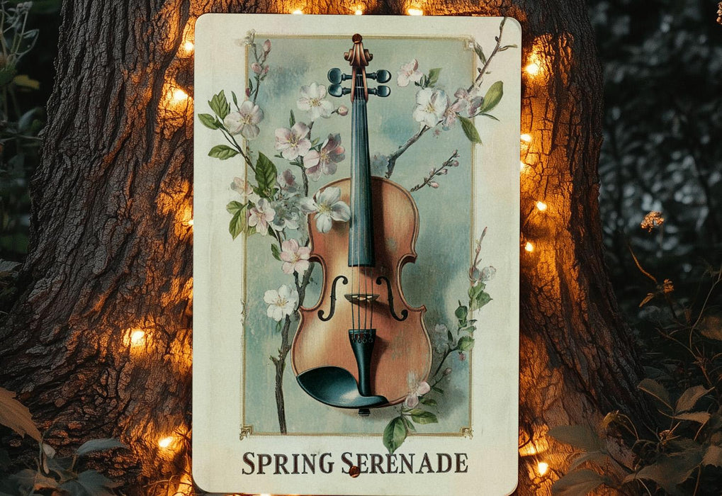 a picture of a violin on a tree