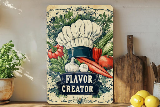 a painting of a chef's hat and vegetables