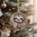 a christmas ornament with a slotty holding a cup of coffee